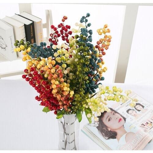 Decorative Blueberry Fruit Berry Artificial Flower Silk Flowers Fruits For Wedding Home Decoration Artificial Plants 5Colors