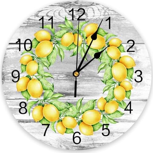 Farmhouse Vintage Wood Grain Lemon 3D Wall Clock Modern Design Living Room Decoration Kitchen Clock Art Wall Watch Home Decor