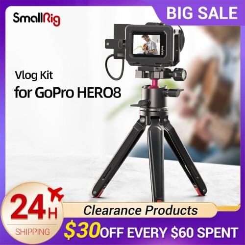 SmallRig Vlog Kit With Vlogging Cage Mic Adapter Holder and Panoramic Ball Head Mini Tripod For GOPRO HERO8 Black KGW113