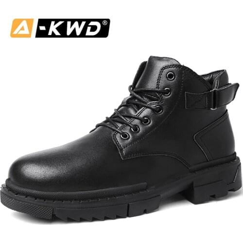 Fashion Sneakers Shoes Autumn Breathable Men Work Shoes Lace-up High Top Sneakers Mens Pu Leather Ankle Booties Mannen Schoenen