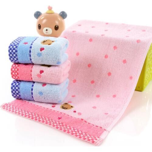 Honey Soft Cotton Towel Cartoon Bear Jacquard Pattern Comfortable Children Small Towel FBE2