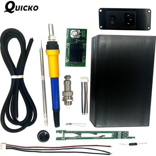 QUICKO Soldering Station DIY kits/STC T12 OLED Digital Temperature Controller/T12-907 handle Meatal case with T12-K solder iron