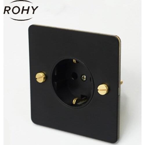Wall Electrical EU Socket EU Standard Power Outlet with Dual Home Metal Panel power 86type Brass Screw Socket for living room