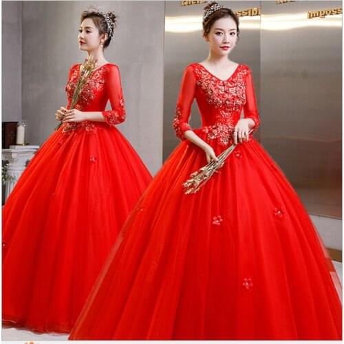 New Stock 2021 Gorgeous Red Lace Quinceanera Dresses Ball Gown Prom Dress Sweet 16 Dress For 15 Years Corset Vestidos De 15 Anos