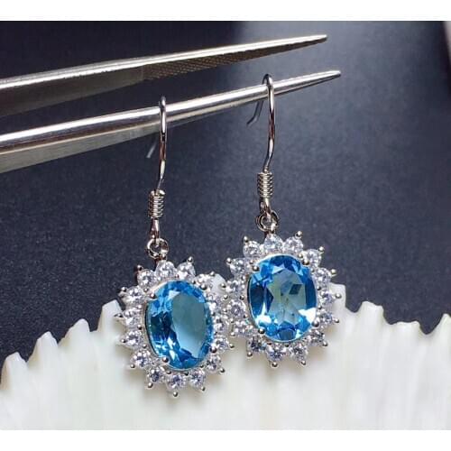 New Arrival Topaz Earring Natural And Real 925 Sterling Silver Topaz Earring