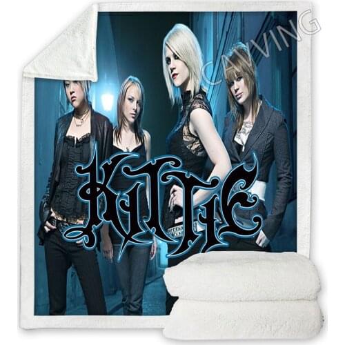 Kittie Band 3D Printed Sherpa Blanket Rectangle Blanket Home Textiles Fleece Wearable Blanket Throw Blanket for Sofa