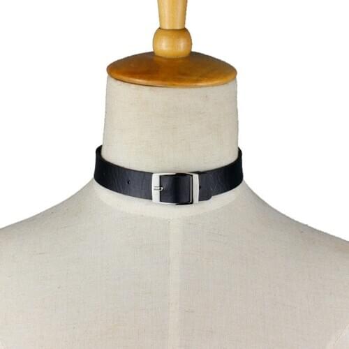 Trendy Sexy Punk Gothic Leather Belt Buckle Choker Necklace Vintage Charm Round Collar Necklaces Women Jewelry Gift