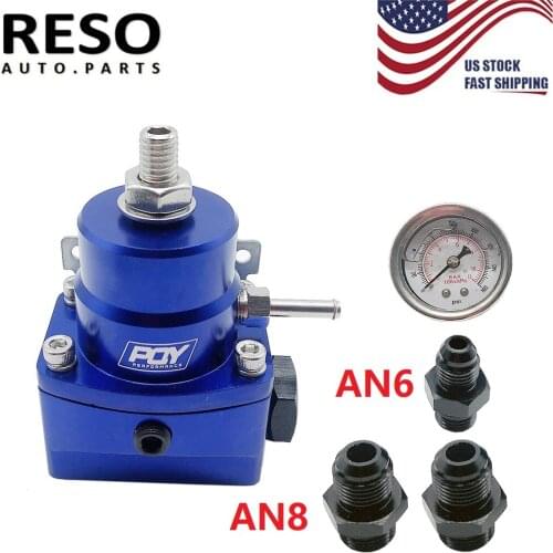 RESO--AN8 Fuel Regulator With boost -8AN 8/8/6 EFI Fuel Pressure Regulator With Gauge