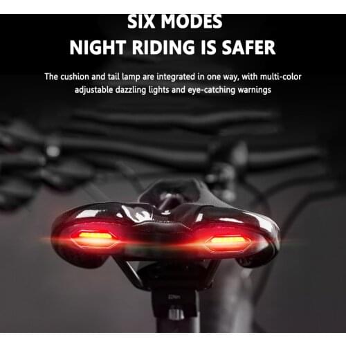 Road Bike Saddle MTB Bicycle Seat With Warning Taillight with USB Charging Light Mountain Road Bike Seat Cushion Warning Lights