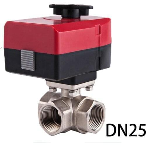 DN25 actuator ball valve 3 way Integrated electric valve 3 way brass ball valve