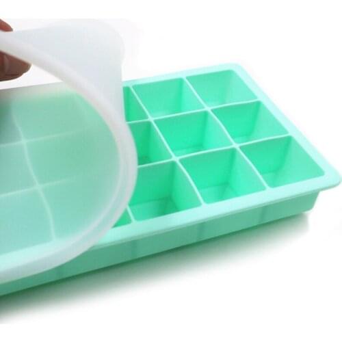 15 Grid Food Grade Silicone Ice Tray Home with Lid DIY Ice Cube Mold Square Shape Ice Cream Maker Kitchen Bar Accessories