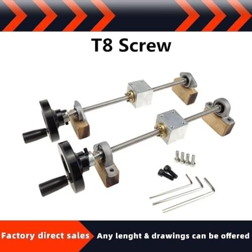 T-shaped screw T8 stainless steel screw 3D printer screw diameter 8M nut with hand crank set vertical