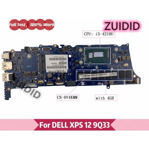 VAZA0 LA-9262P CN-0V4KMM 0V4KMM V4KMM For Dell XPS 12 9Q23 Laptop Motherboard With I5-4210U CPU 4GB RAM 100% Tested OK