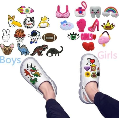 50-100pcs Mixed PVC Shoe Charms for Boys Girls Shoe Dog Frog Decorations for Sandals Rainbow Sweet Shoe Accessories Kids Gift