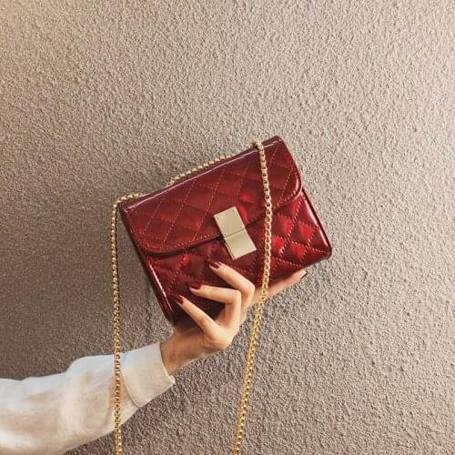 Bright leather bag women 2019 new fashion diamond chain bag mini shoulder Messenger bag fairy bag