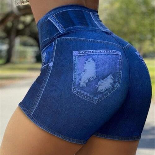 Plus Size Women High Waist Shorts Cropped Denim Stretch Shorts Elastic Waist Skinny Solid Multicolor Look Trouser Calcao