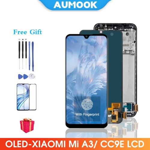 AUMOOK AAA+++ for Xiaomi Mi CC9E LCD Display AMOLED Display Touch Screen with Frame Digitizer Assembly for Xiaomi Mi A3 MiA3 LCD