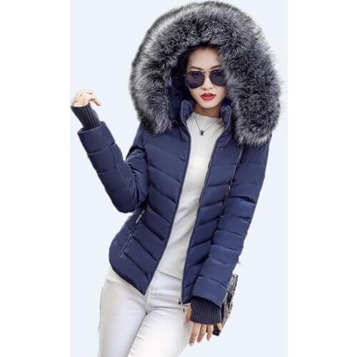 Winter Black Woman Jacket Fur Hooded Long Sleeve Thick Coats Female Zipper Casual Solid Color Warm Jackets Parkas Clothes