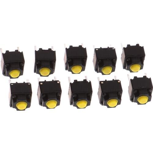 10pcs 6*6*7.3mm Mute Button Silent Switch Wireless Mouse Wired Mouse Button Micro Switch Yellow Push Button Switch