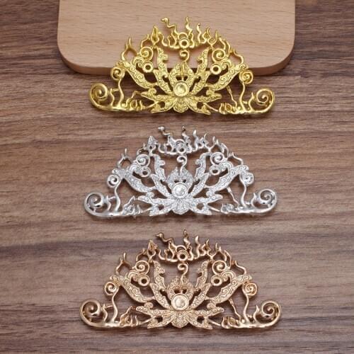10 pcs/lot 42*77 mm Metal Filigree Flower Connector Charms Wedding Hair Accessories For Women
