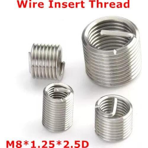 100pcs M8*1.25*2.5D Wire Thread Insert , M8 Screw Bushing , stainless steel Wire Screw Sleeve Thread Repair