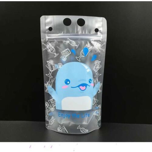 100pcs Frosted 500ml portable beverage self sealing bag fruit juice liquid self support bag soya bean milk food packaging bag