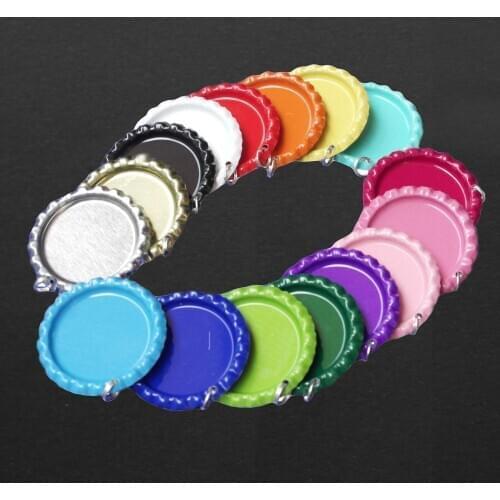 1000 Pcs MIX Colors New Bottle Caps With Holes And Rings FOR Jewelry Pendant Accessories DIY Art Flattened Bottle Caps
