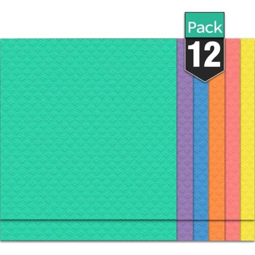 12pcs Cellulose Sponge Dishcloth Oil-Free Cleaning Cloth Household Supplies For Cookware Utensil Dish (mix Color)