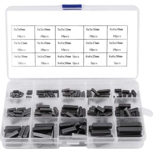 140Pcs Key Stock Assortment 10mm x12mmx 16mm x20mm x25mm x30mm Key Stock Keystock Round Ended Feather Key Parallel Drive Shaft K