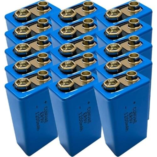 15PCS ER9V Battery 1200mAh 9V Li-SOCl2 Lithium Batteries Baterias For Smoke Detector GPS 6LR61 6F22 electronic thermometer