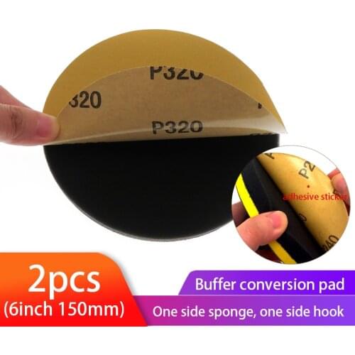 2pcs 6inch Foam Buffer Conversion Pad Soft Interface Pad for Adhesive Sanding Discs and Hook Sanding Pad