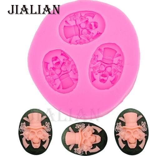 3 Dole Skull head chocolate Party Halloween cake decorating tools DIY baking fondant silicone mold Kitchenware Bakeware T0106