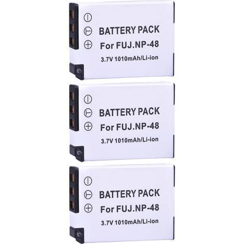 3Pcs 3.7V 1010mAh NP-48 NP48 NP 48 Lithium Ion Battery for Fujifilm NP-48, FNP48, BC-48 Fujifilm XQ1, XQ2 Digital Cameras