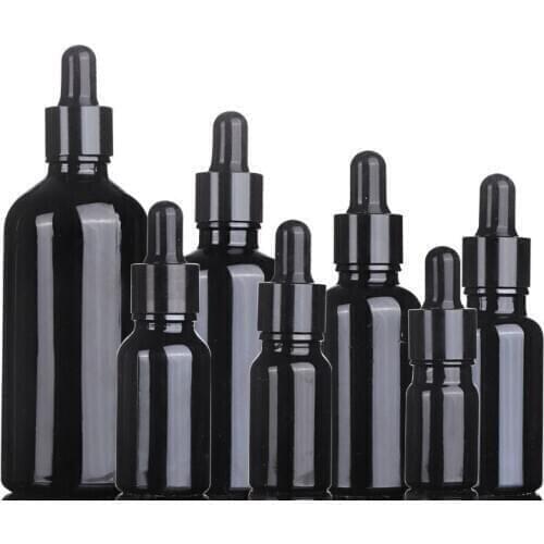 3pcs 5-100ml Black Drop Bottle Glass Aromatherapy Liquid Dropper essential basic massage oil Pipette Refillable Bottles Jars
