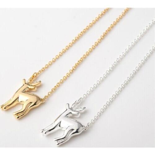 30 Simple Antler Christmas deer animal Necklace Reindeer Horn Stag Cute Bambi Woodland Fawn elk Necklace Lucky festival jewelry