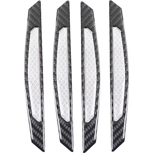 4PCS Car Door Warning Sticker Anti-Collision Reflective Strip Carbon Fiber Warning Anti-Scratch Trim