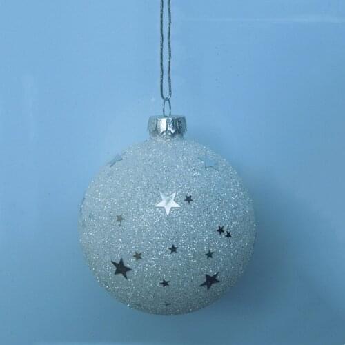 4pcs/pack Diameter=8cm Inner Powder Surface Sticking Glass Ball Christmas Day Decoration Hanging Globe Pendant Friend Gift