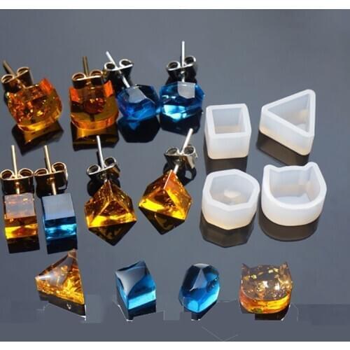 4 Style Geometric Triangle Cat Shapes Earring Silicone Mold Making Jewelry Resin Casting DIY Studing Earring Mould Making Tool