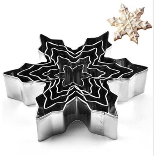 5Pcs/set Stainless Steel Snowflake Shape Cookie Mold DIY Baking Cookie Tools Biscuit Fondant Cutters Christmas Cookie Cutters