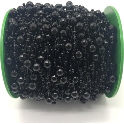 5yards Black Fishing Line Artificial Pearls Beads Chain Garland Flowers Wedding Party Decoration Brides Headgear