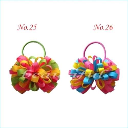 50pcs BLESSING Good Girl Hair Accessories Boutique 3"Beautiful Fireworks Hair Bow Elastic unicorn sculpture princess character