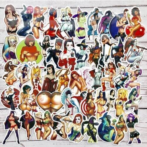 50Pcs Styling Pvc Waterproof Tease Vulgar Sexy beauty Girls Stickers For Laptop Motorcycle Skateboard Luggage Decal Toy Sticker