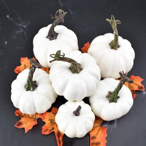 6Pcs Halloween White Pumpkin Foam Toy Artificial Mini Pumpkin Simulation Prop Garden Party Decoration