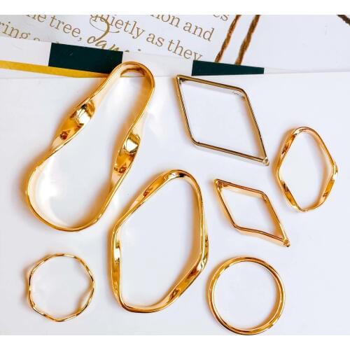 Eardrop Alloy Metal Geometric Gold Plated Pendant Necklace Earring Accessories Charms Jewelry Finding Diy Handmade Material 6pcs