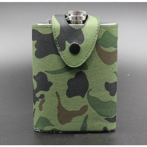 8oz Camouflage Fabric Cover Stainless Steel Hip Flask camo Camping Whiskey Liquor Bottles Alcohol Bottle portable Vodka Flagon