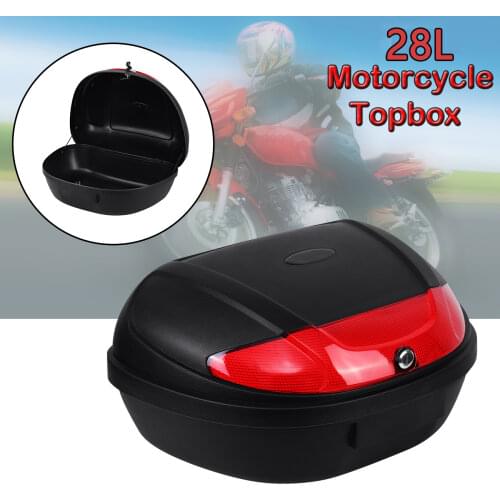 Honhill 52L Secure Latch Black Motorcycle Trunk Durable Scooter Rear Storage Luggage Tool Box with Key For Double Helmets