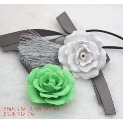 C841 camellia aroma silicone mould polymer clay chocolate mold car hanging