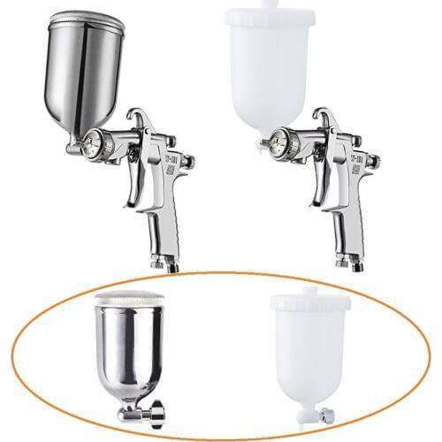 400CC Spray Gun Cup Manual Air Spray Guns Paint Cup Stainless Steel Pot / Plastic Pot 1/4-19 Inch Thread Connector