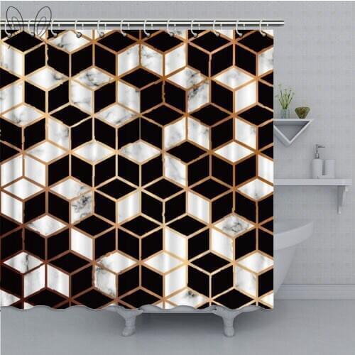 Black and White Cubes Bathroom Curtain 3D Marble Texture Waterproof Polyester Fabric Bath Shower Curtain Home Shower Sets