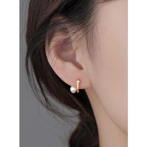 Zircon Pearl Stud Earrings For Women Geometric Vintage Fashion Creative New Trendy Hot Sale Lady Student Jewelry Gift BOYULIGE